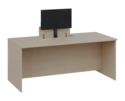 PLVM 18 - 18 stůl kancelářský s výsuvem (1x) monitoru, dřevěná podnož, deska 18 mm, široký 1800 mm, bříza irská